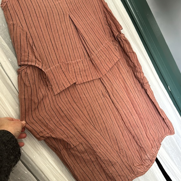 XL Lagenlook dress from a boutique in Seoul Korea. Dusty pink/tan w pinstripes - Picture 16 of 16